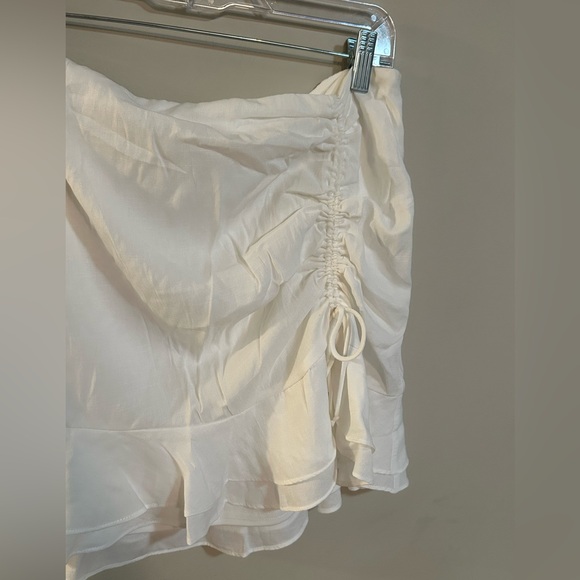 NWT Native Daughters White Mini Skirt Front Drawstring Side Zip Lined - Picture 3 of 7